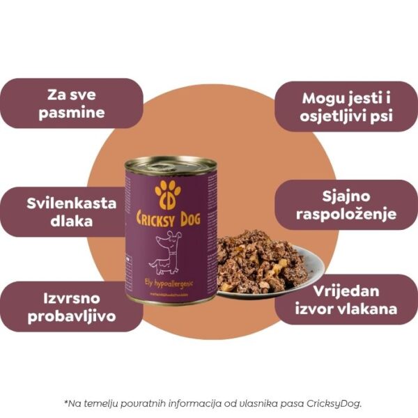 Ely hipoalergena mokra hrana za pse s govedinom (bez pšeničnog glutena i piletine mesa, premium formula) – 410 g - Slika 4