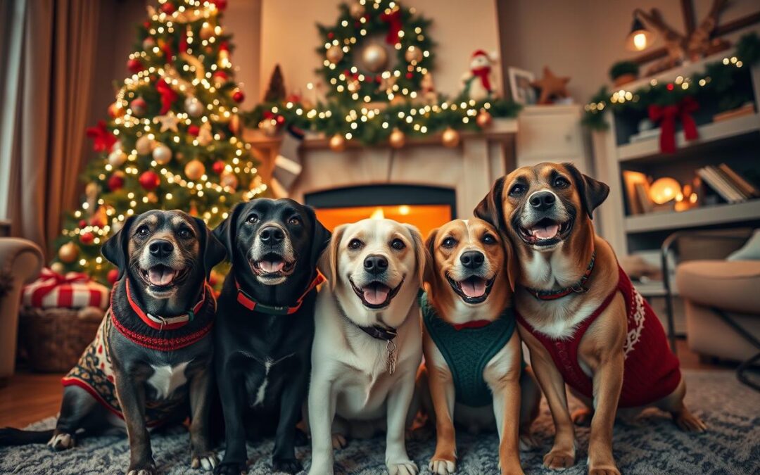 Božićne fotografije sa psima kod kuće