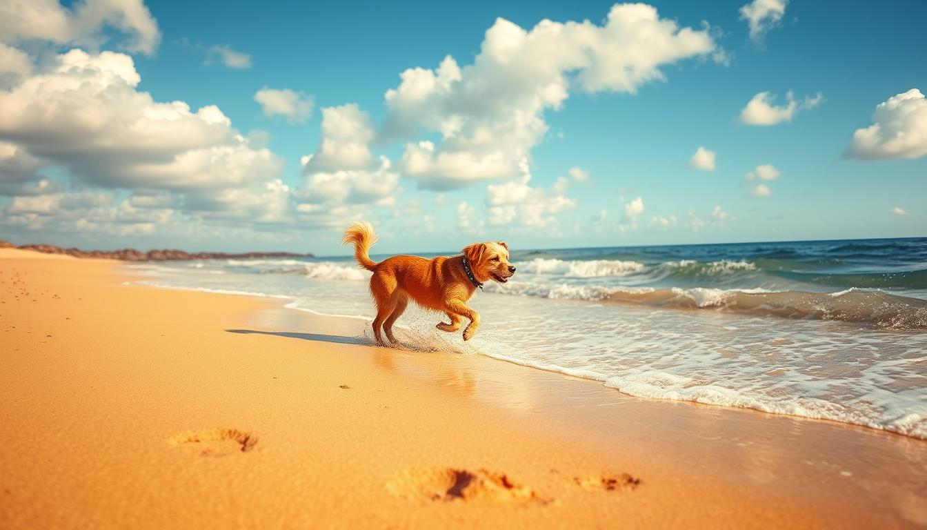 pijesak s plaže pas ljeto