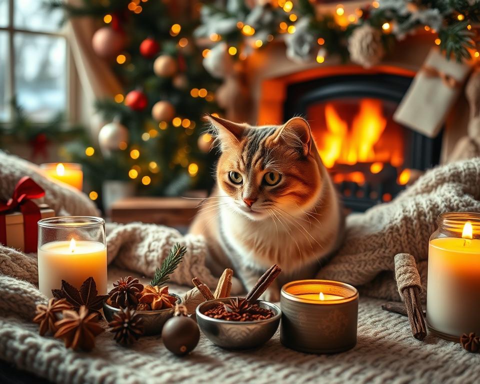 Božićni mirisi i mačka zimi