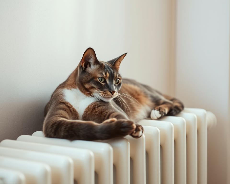 Koristenje-radijatora-od-strane-macke-zimi Korištenje radijatora od strane mačke zimi