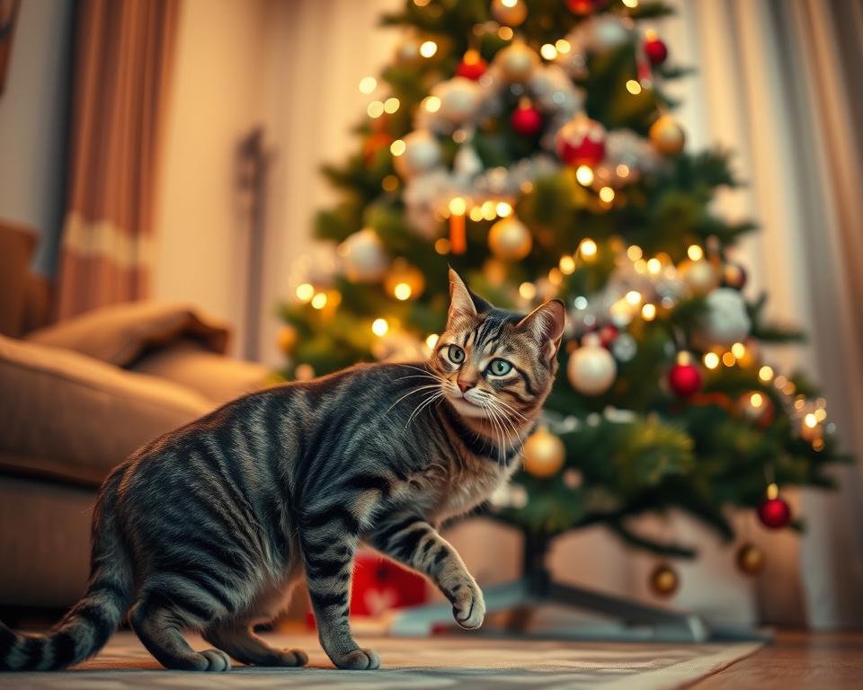 Macka-i-opasnost-od-bozicnog-drvca-zimi Mačka i opasnost od božićnog drvca zimi