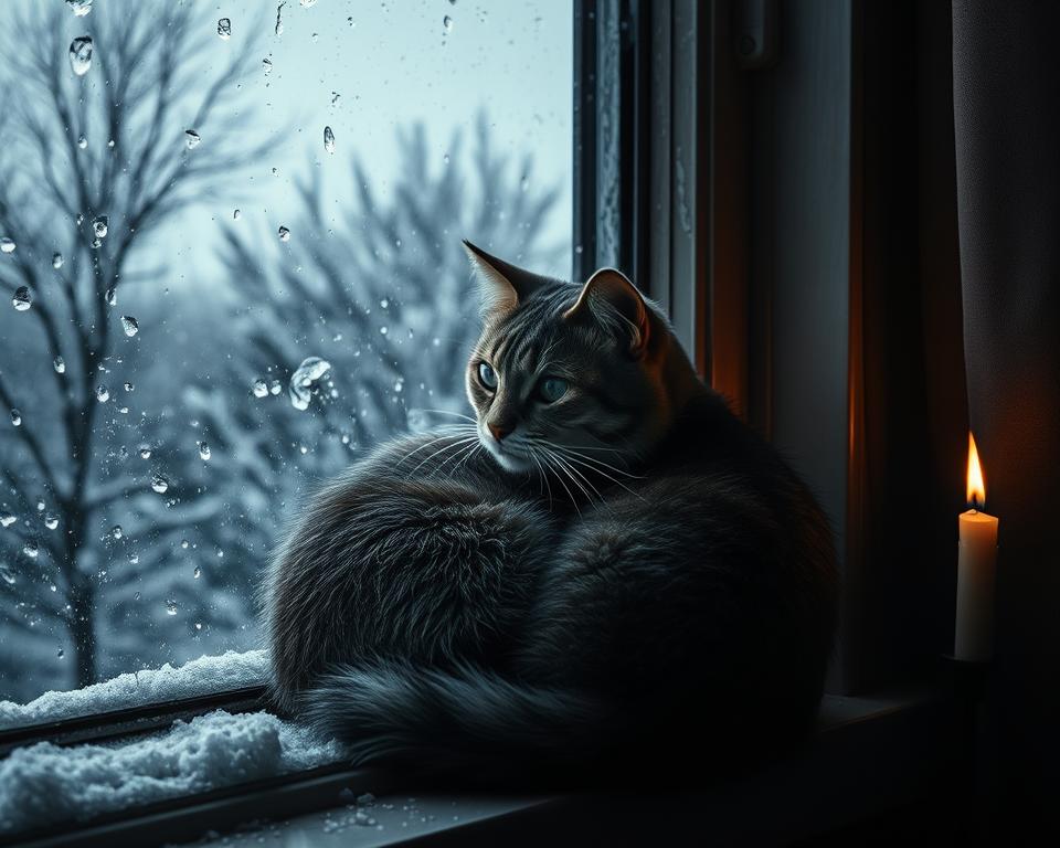 Ponasanje-macke-tijekom-oluje-zimi Ponašanje mačke tijekom oluje zimi