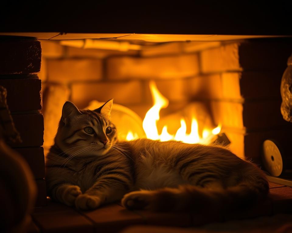 Sigurnost-macke-kraj-kamina-zimi Sigurnost mačke kraj kamina zimi