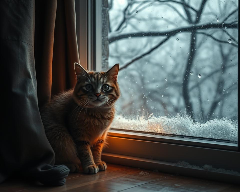 Strah mačke od oluje zimi