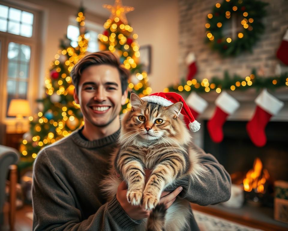 božićno fotografiranje s mačkom