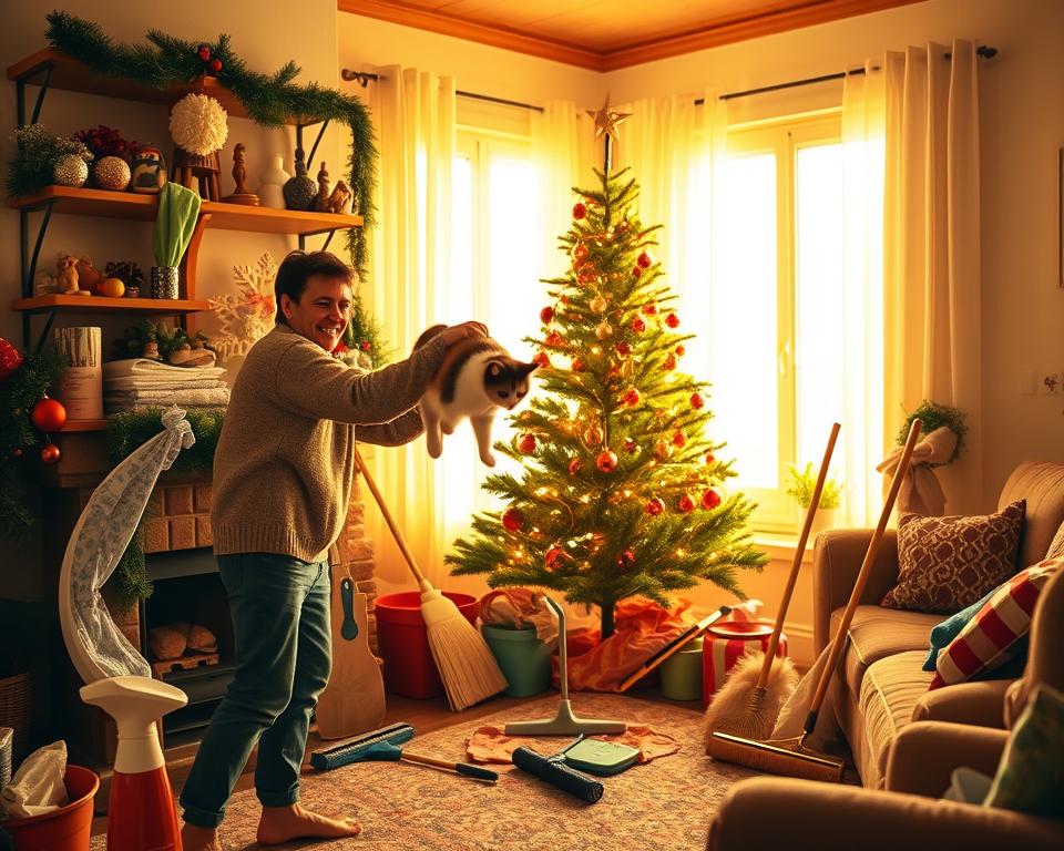 čišćenje prije blagdana i mačka