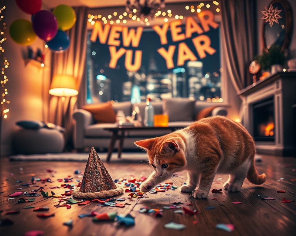 doček Nove godine i mačka