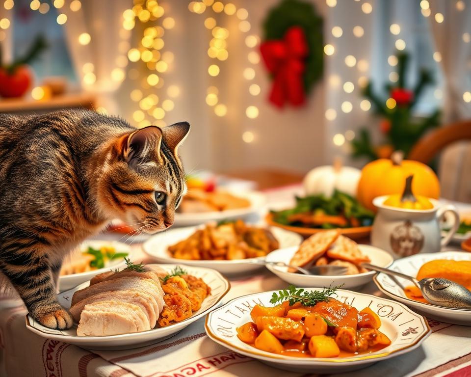 hrana za Dan zahvalnosti i mačka
