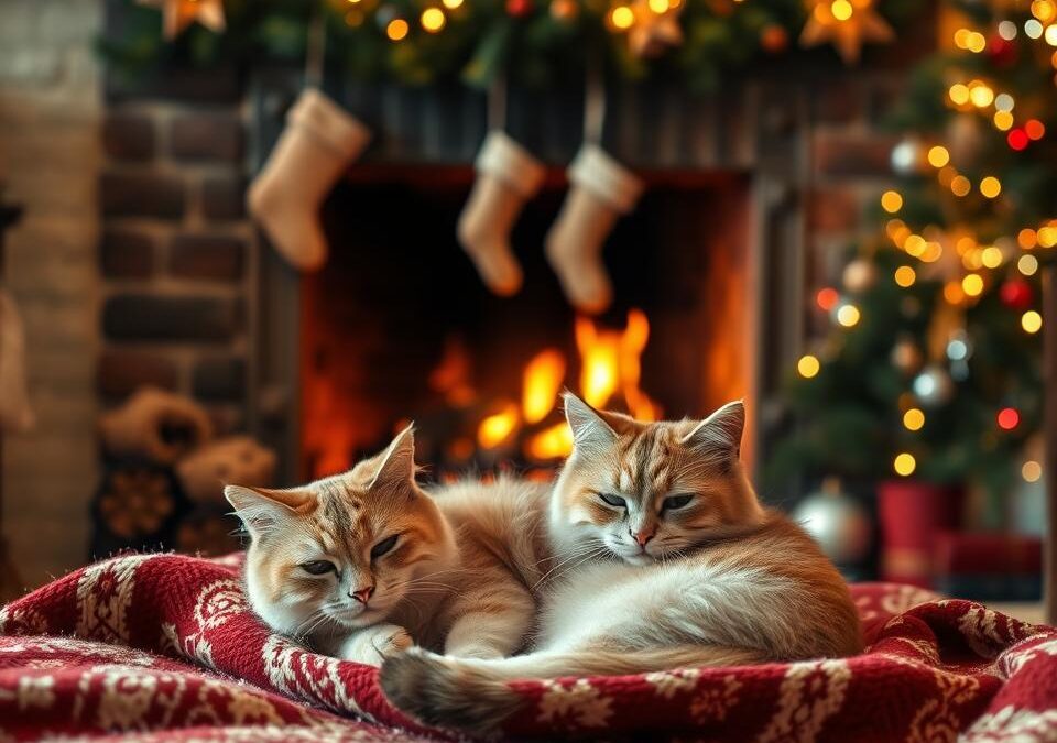 Kamin i mačka – pravi božićni ugođaj