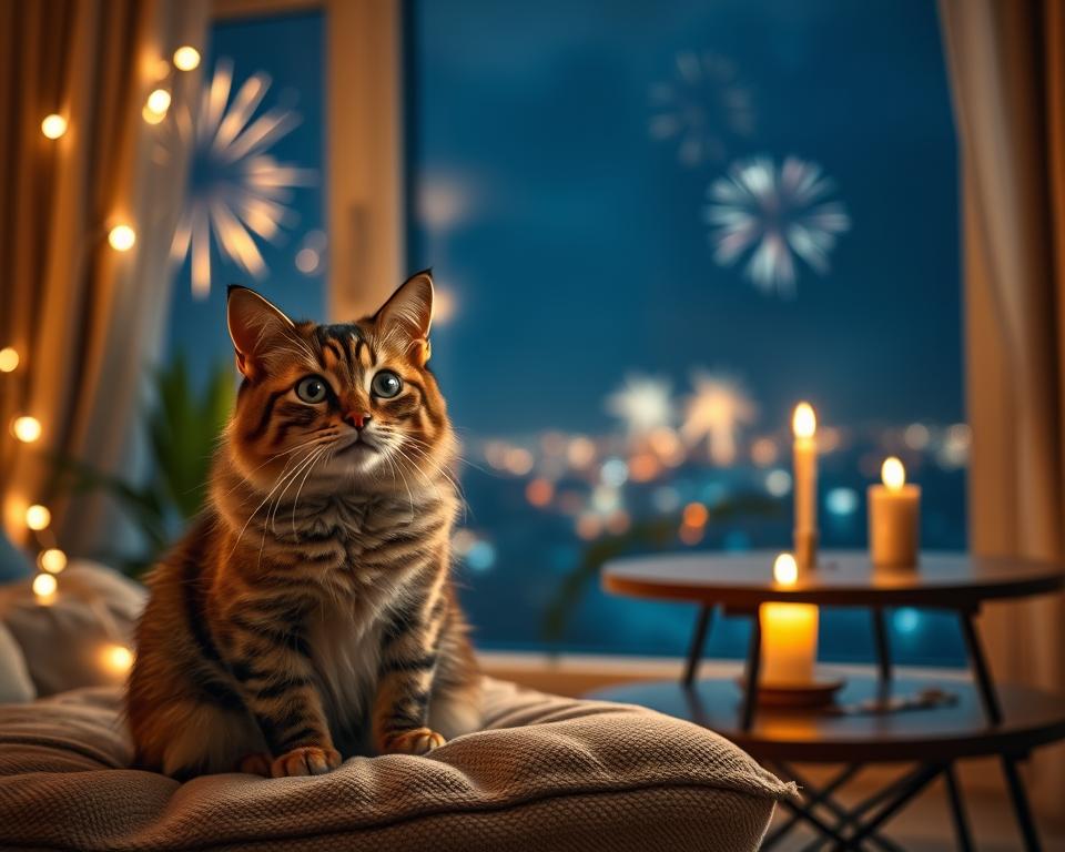 mirna Nova godina s mačkom