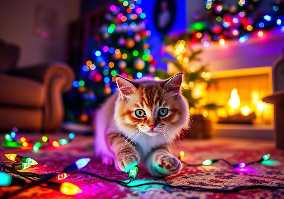 Mačka i božićne lampice – dekoracija ili zamka?