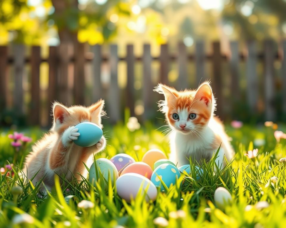 špricanje za Uskrs i mačka