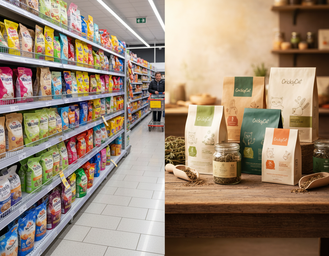 supermarket hrana vs CricksyCat hrana