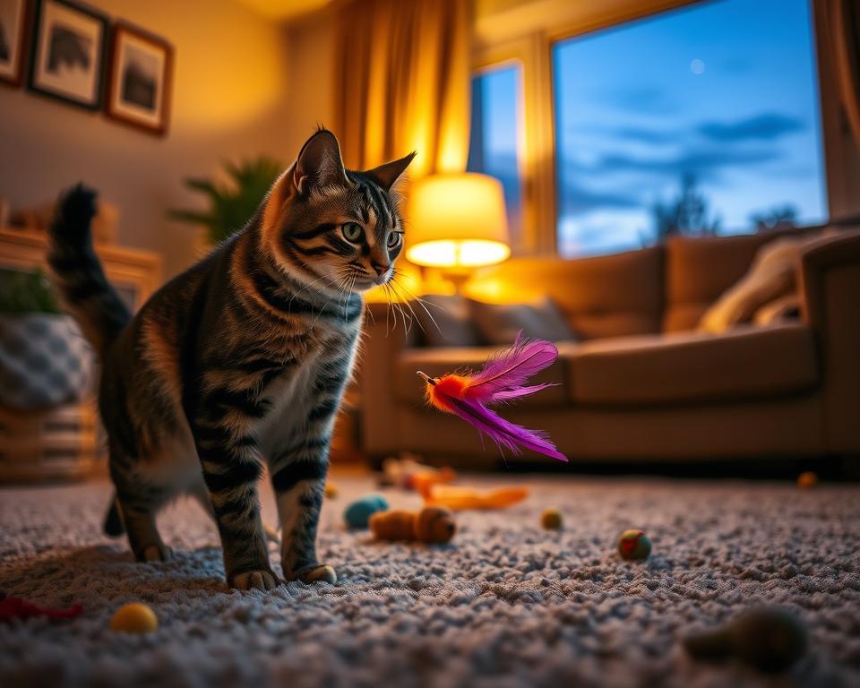 večernje vrijeme igre za mačku