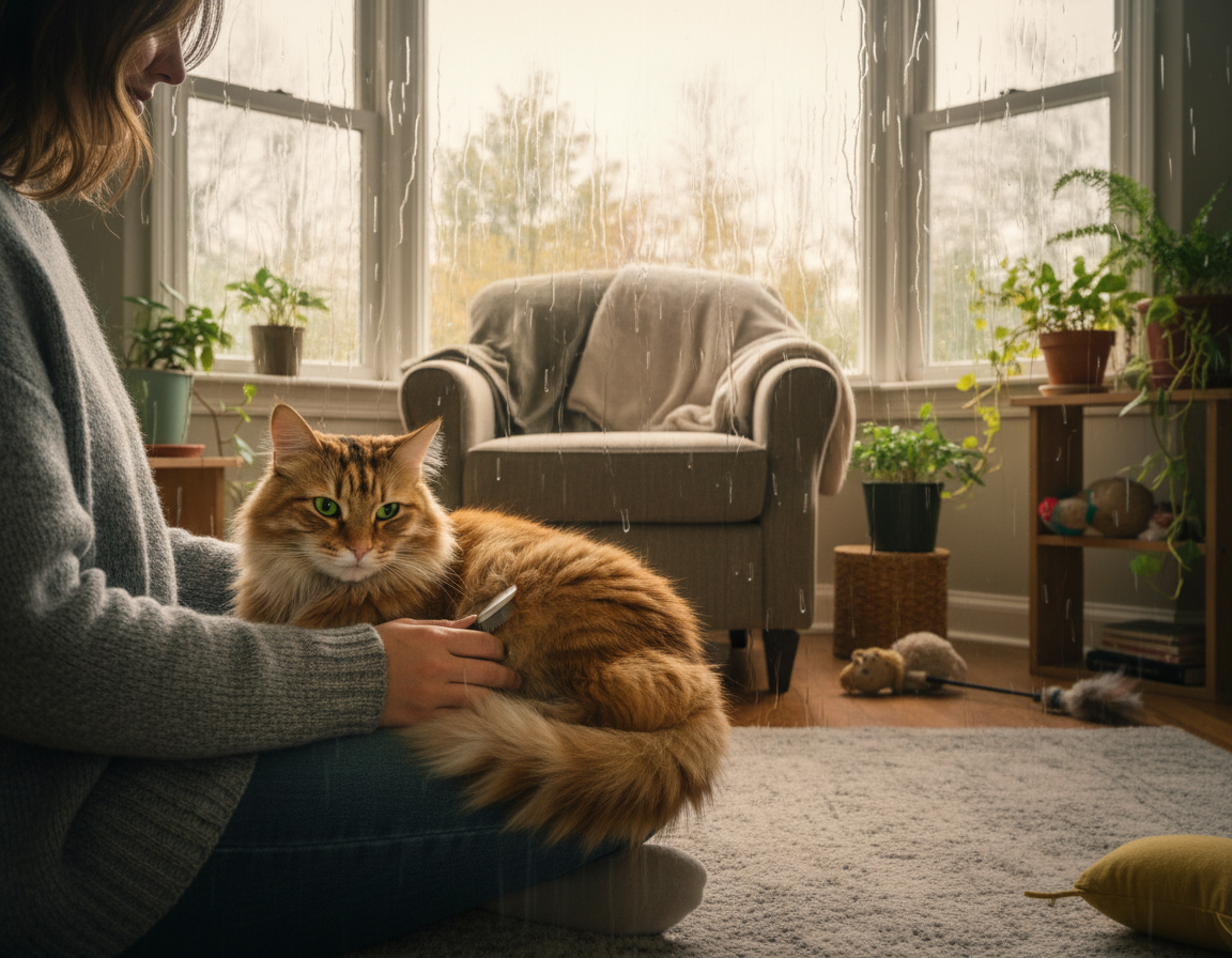 njega mačke po kišnom vremenu