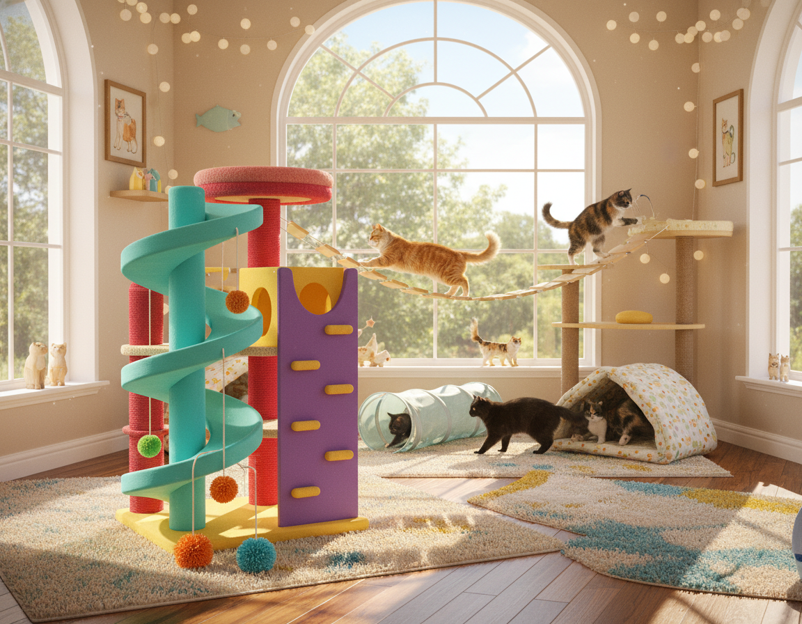 poligon s preprekama u domu za mačke