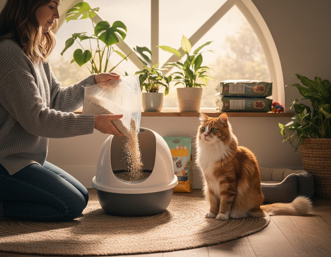 postavljanje mačjeg WC-a