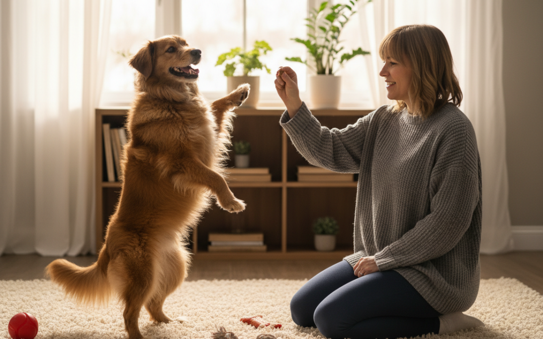 Učenje trikova u dnevnom boravku – zabavi psa i zimi