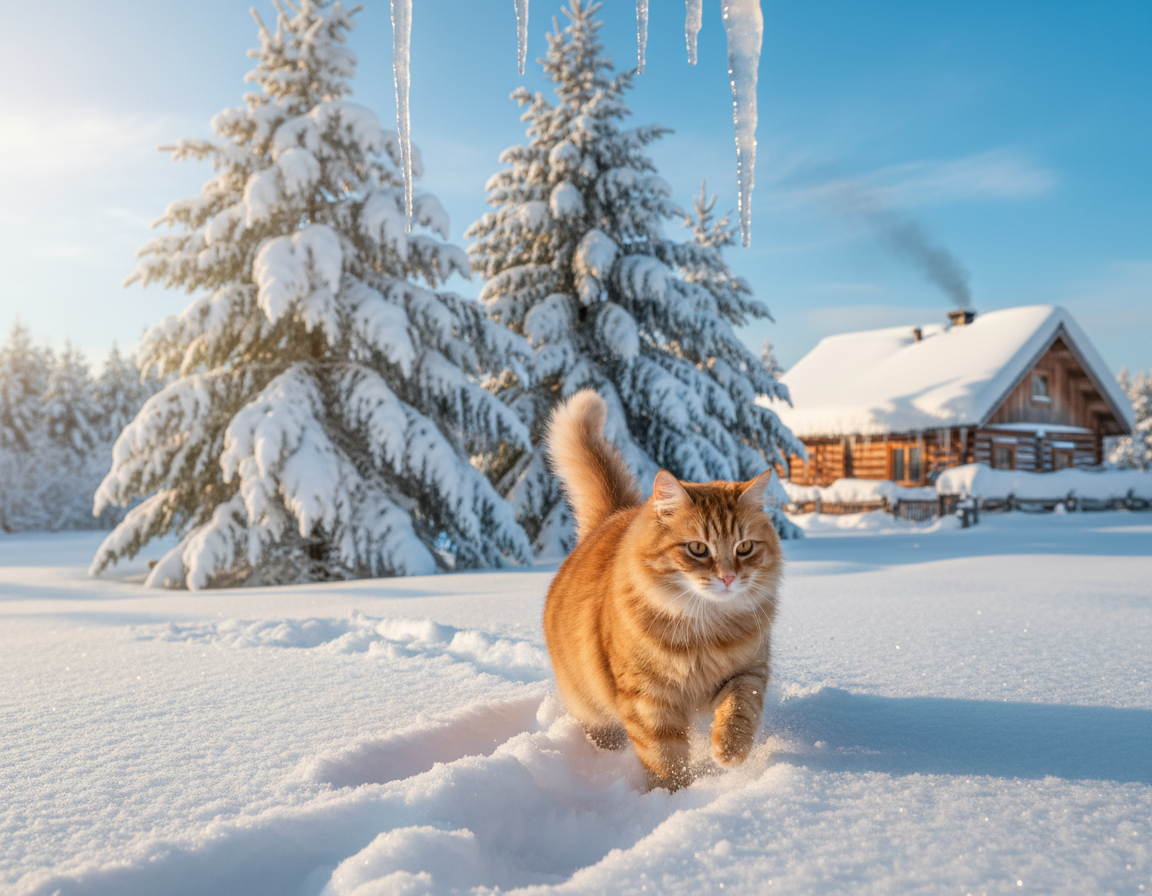 zimski način života mačke na otvorenom